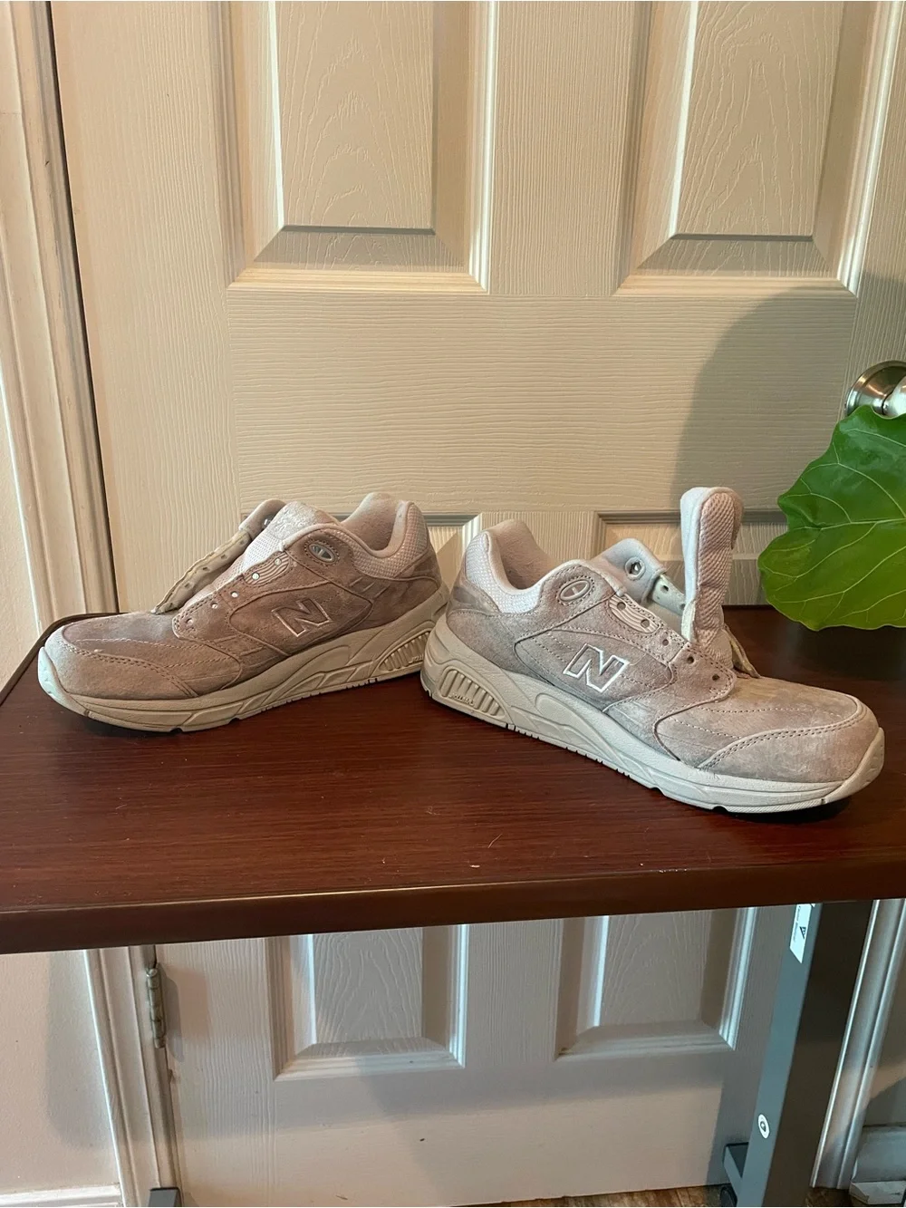 New Balance Light Beige Suede Low-Top Sneakers